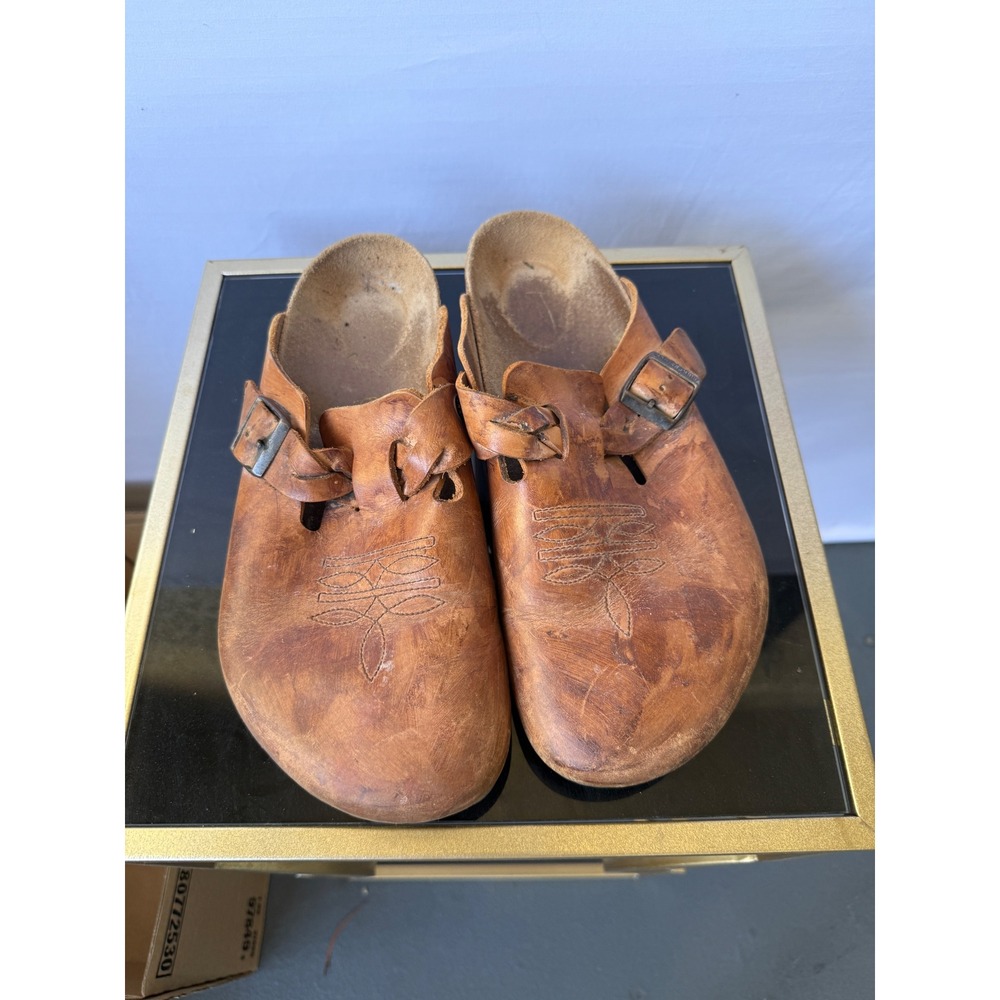 Birkenstock Boston Western Brown Leather Embroidered Clogs Womens 43 - Picture 2 of 7